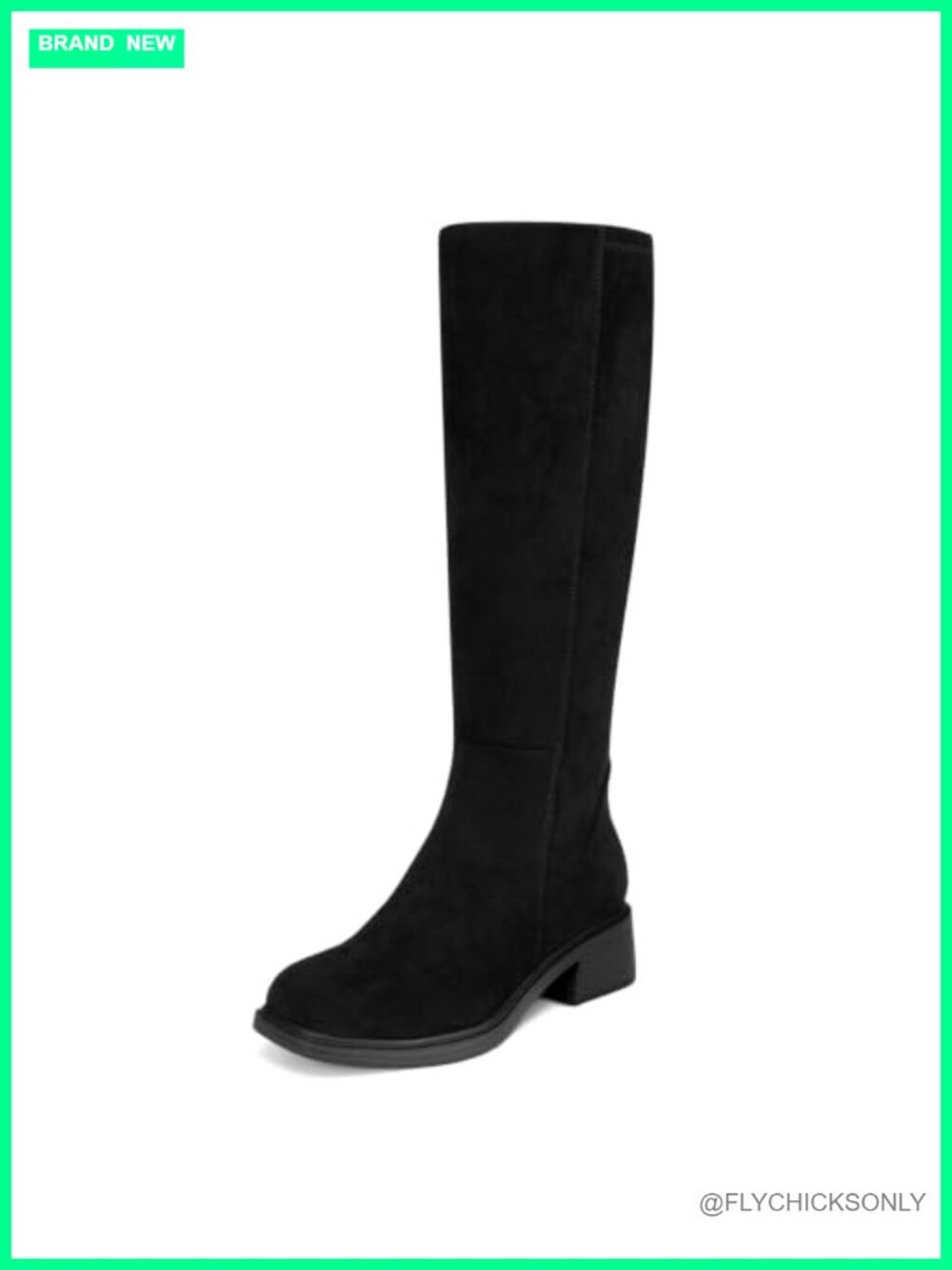 Women's Knee High Boots Square Toe Low Heel Stretch Fit Tall Boots
